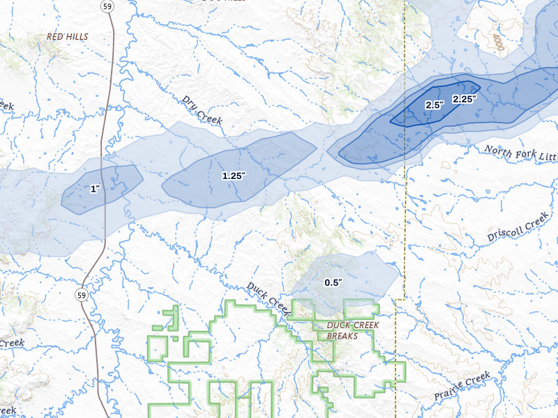 NEXRAD radar-signature map of the hail storm over Weston, WY on Jun 7, 2026