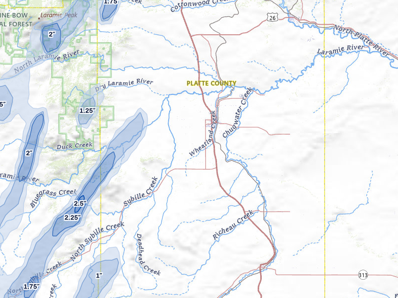 NEXRAD radar-signature map of the hail storm over Wheatland, WY on Aug 22, 2026