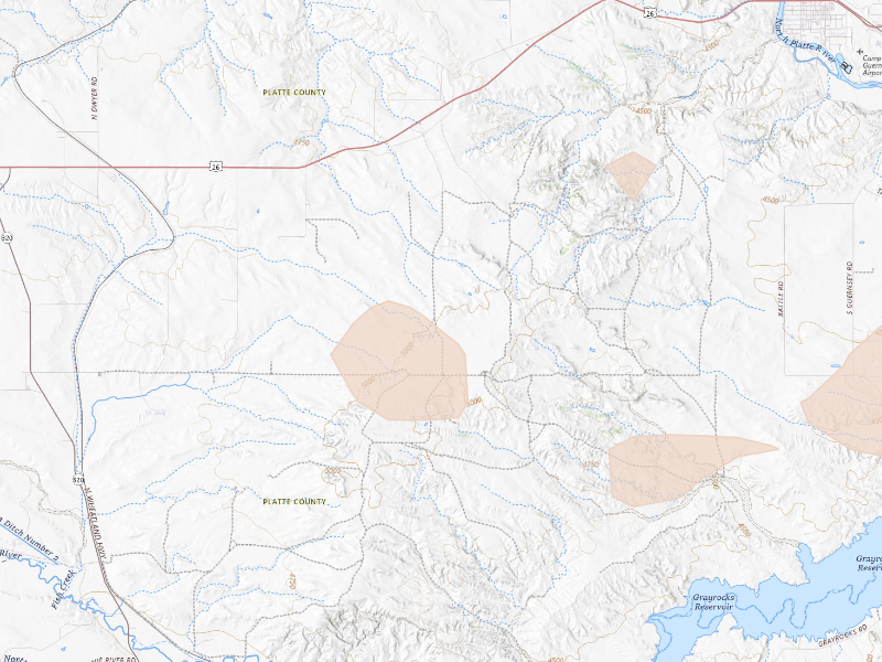 Radar-estimated hail-size map of the storm over Wheatland, WY on Sep 13, 2026