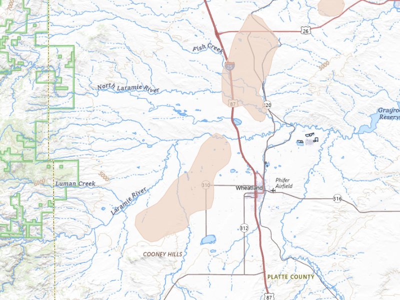 Radar-estimated hail-size map of the storm over Wheatland, WY