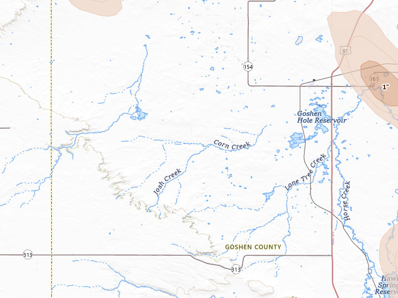 Radar-estimated hail-size map of the storm over Yoder, WY on May 29, 2026