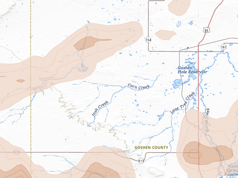 Radar-estimated hail-size map of the storm over Yoder, WY on Jun 8, 2026