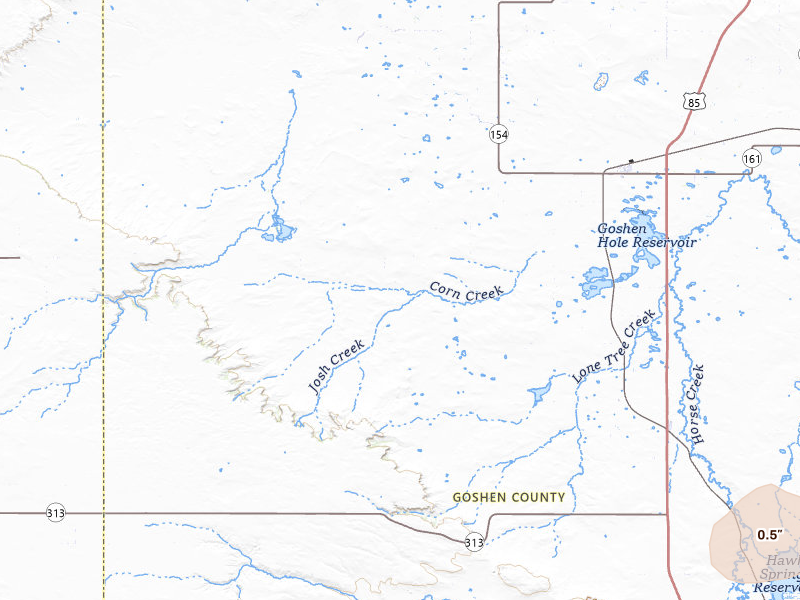 Radar-estimated hail-size map of the storm over Yoder, WY on Jul 9, 2026